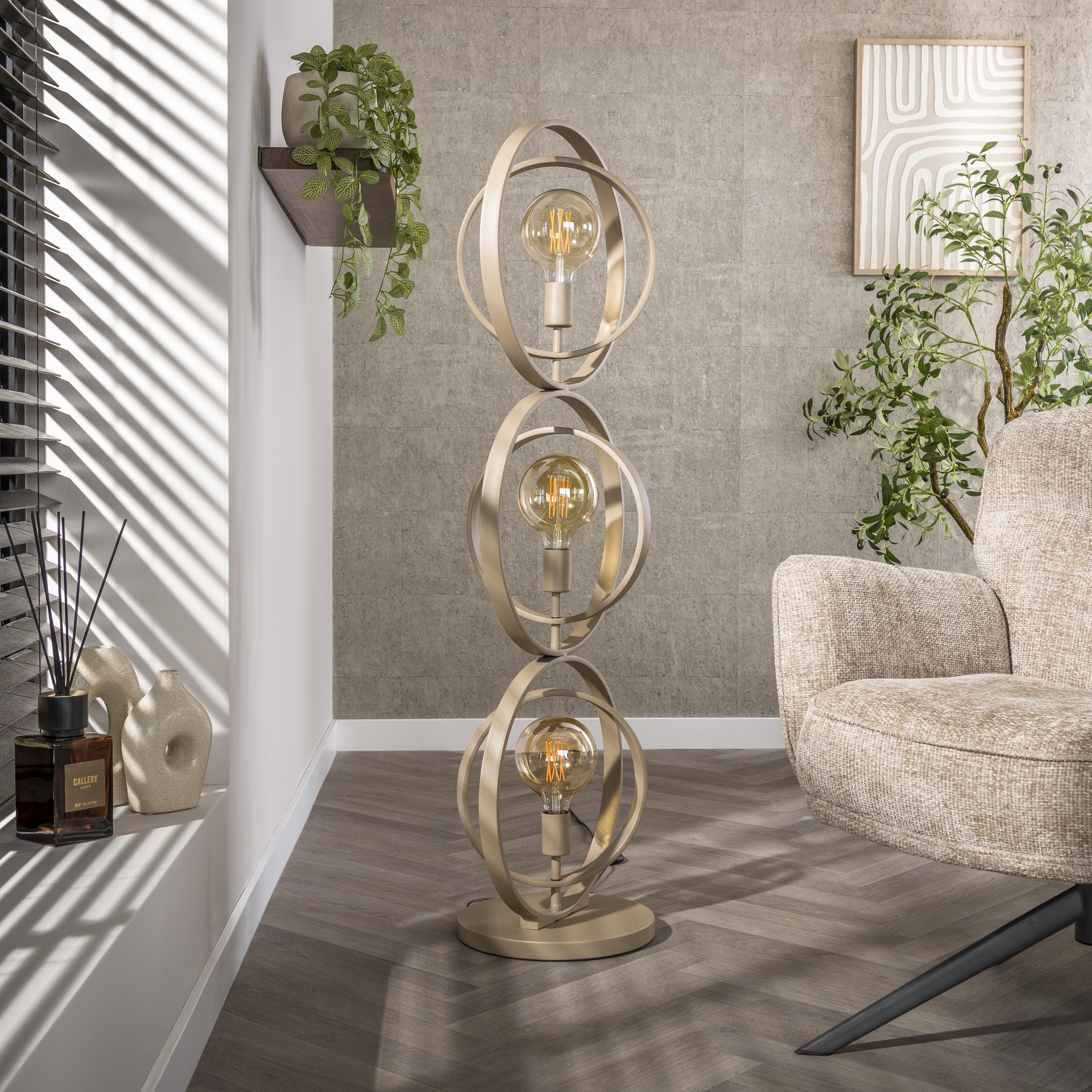 Vloerlamp Turn Around | 3-Lichts | Beige