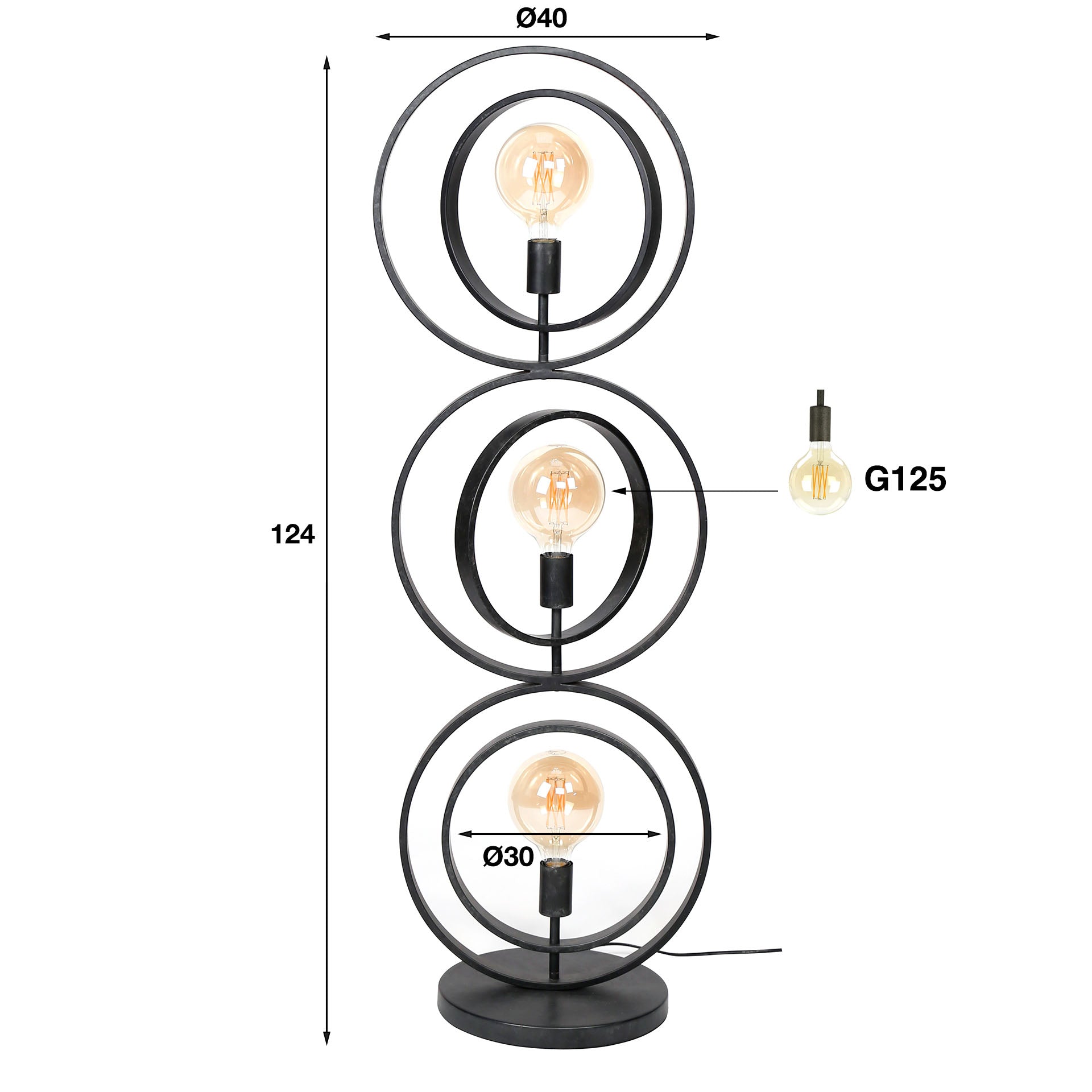 Vloerlamp Turn Around | 3-Lichts | Charcoal