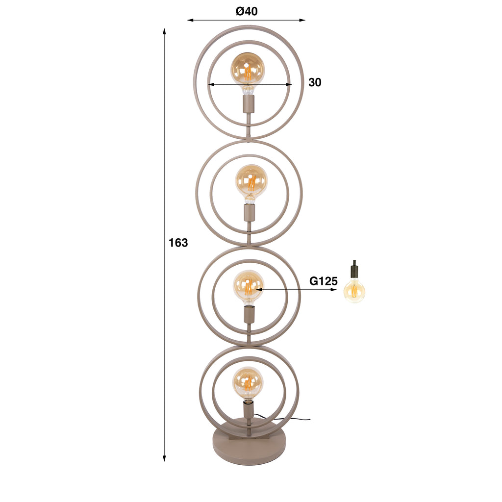 Vloerlamp Turn Around 4-lichts | Beige