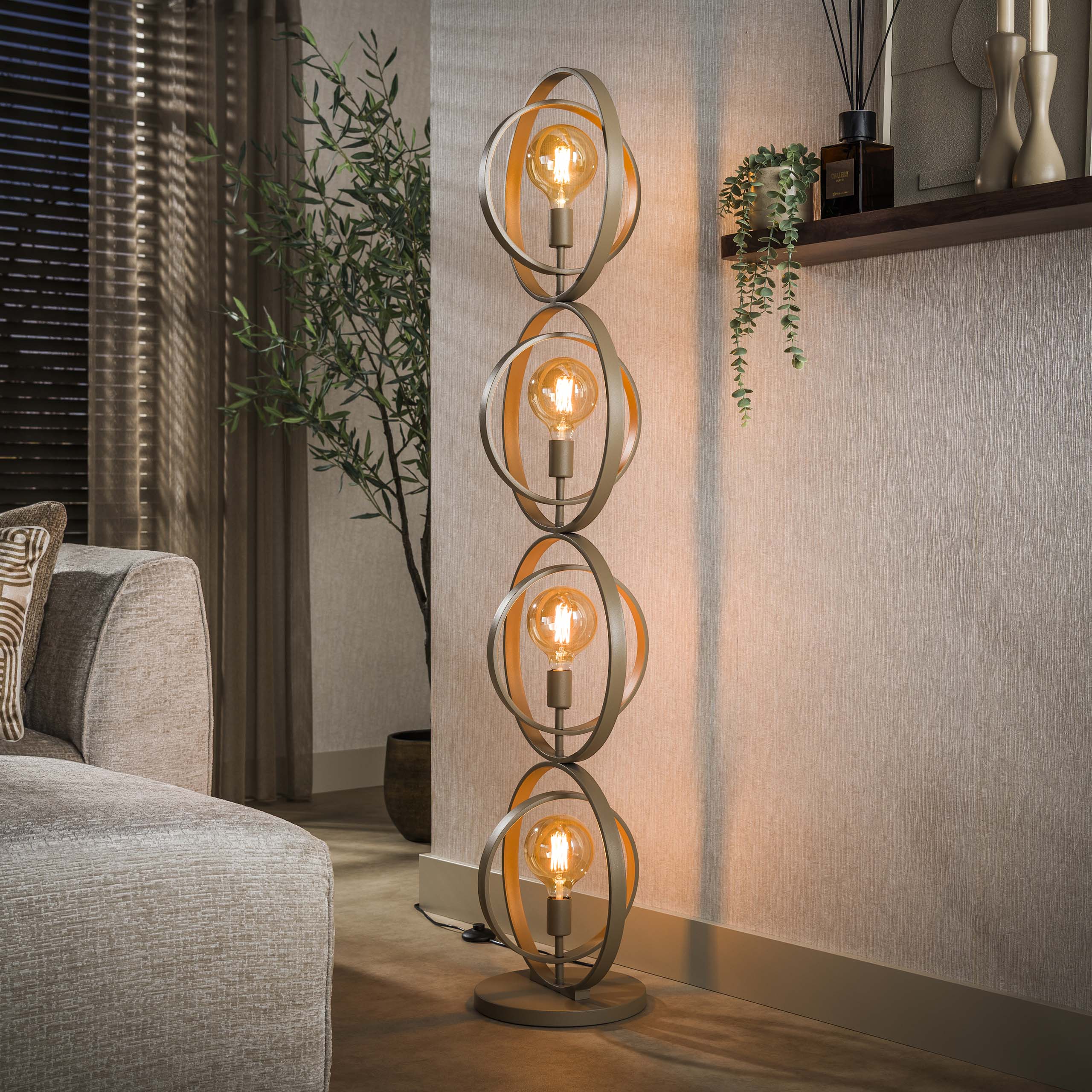 Vloerlamp Turn Around 4-lichts | Beige