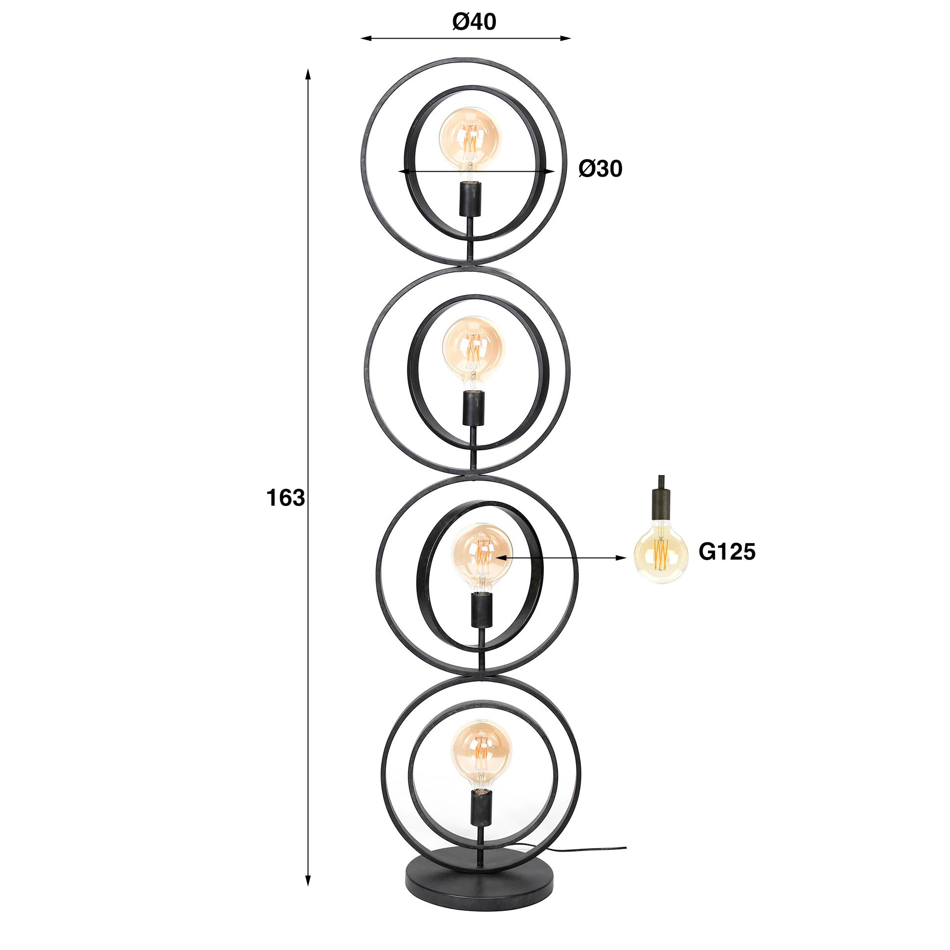 Vloerlamp Turn Around | 4-lichts | Charcoal