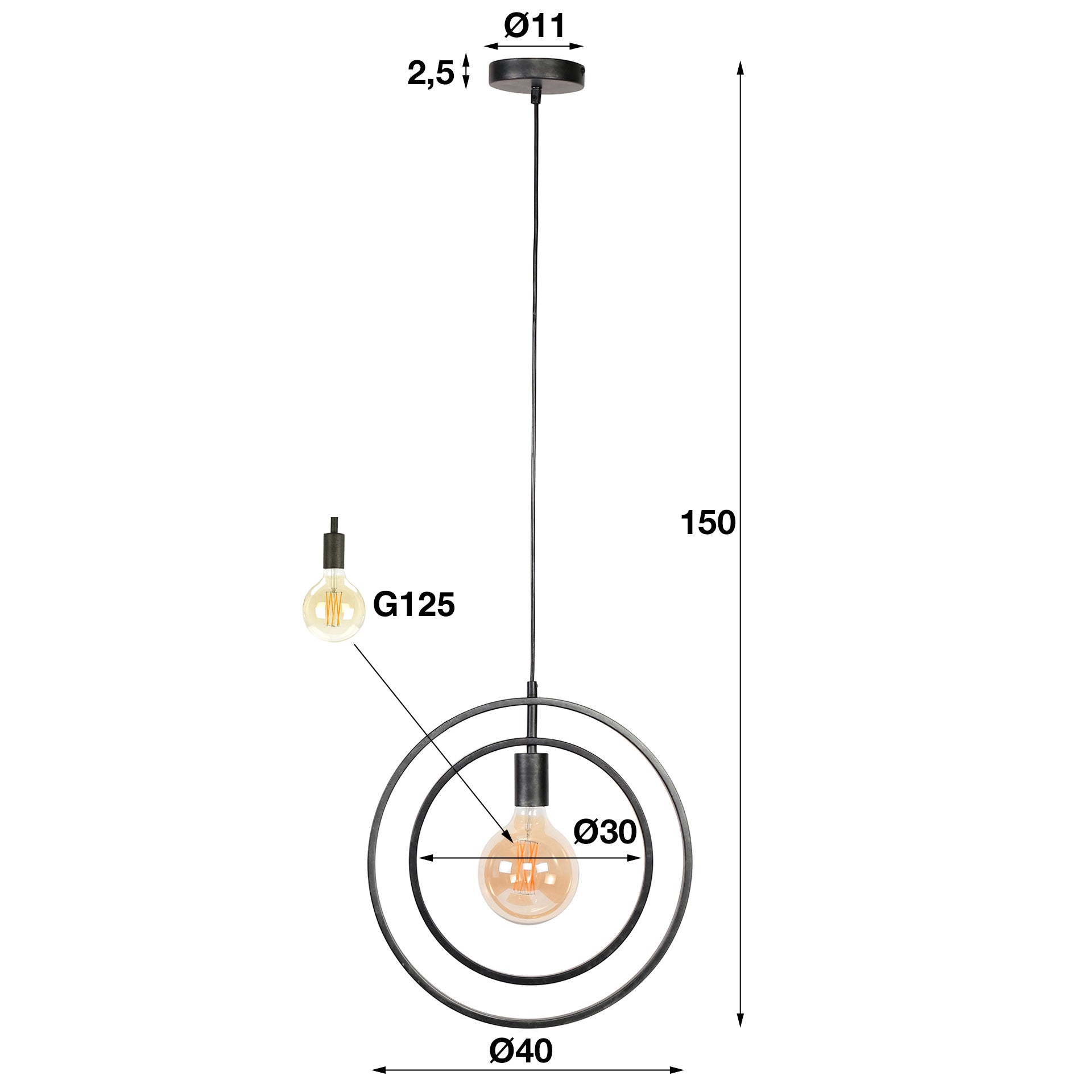 Hanglamp Turn Around | 1-Lichts | Charcoal