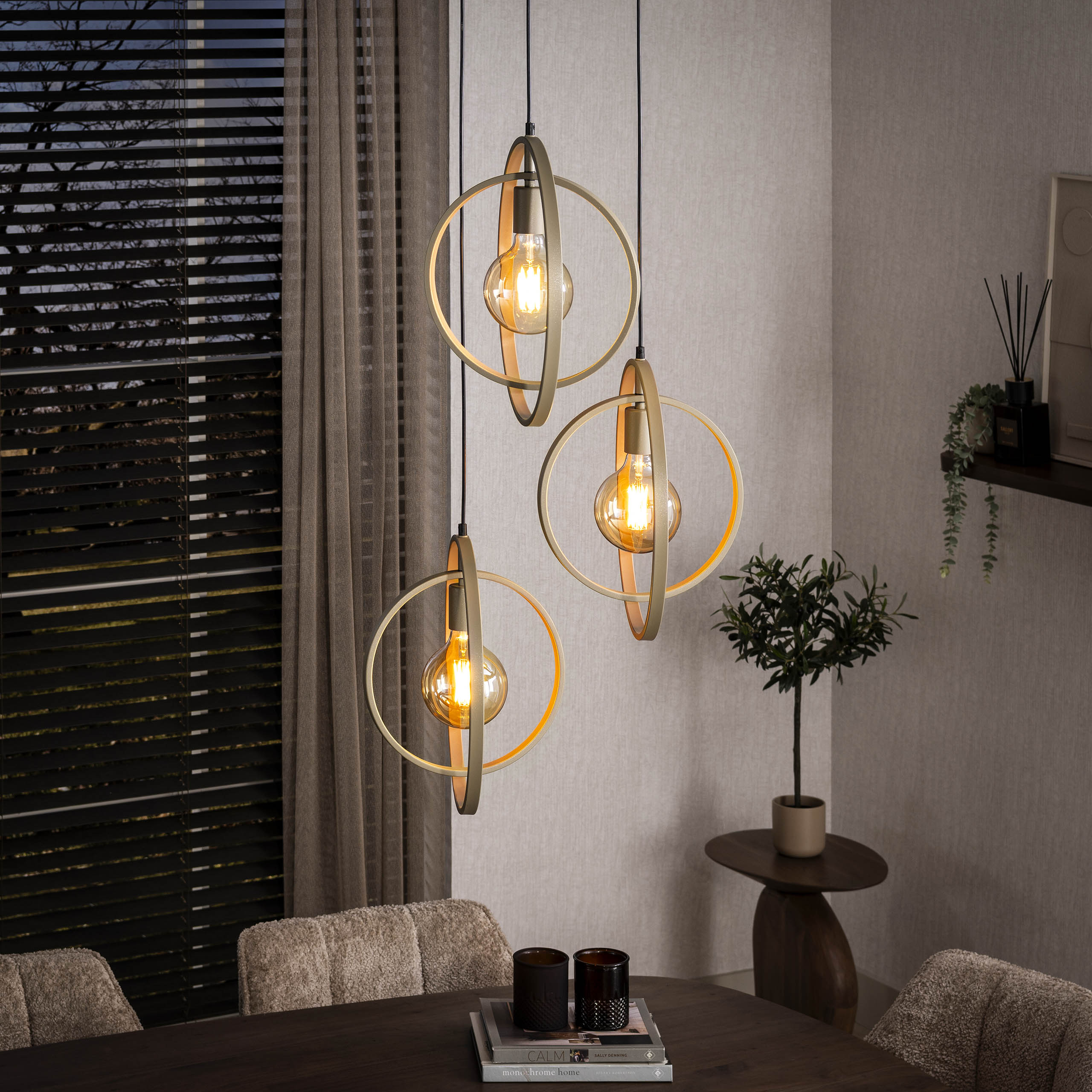 Hanglamp Turn Around | 3-Lichts | Getrapt | Beige