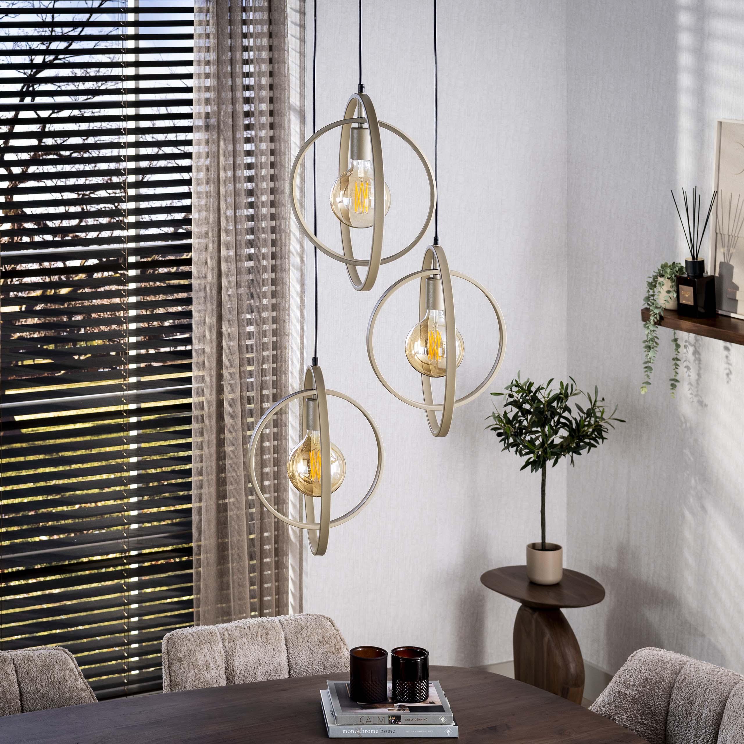 Hanglamp Turn Around | 3-Lichts | Getrapt | Beige