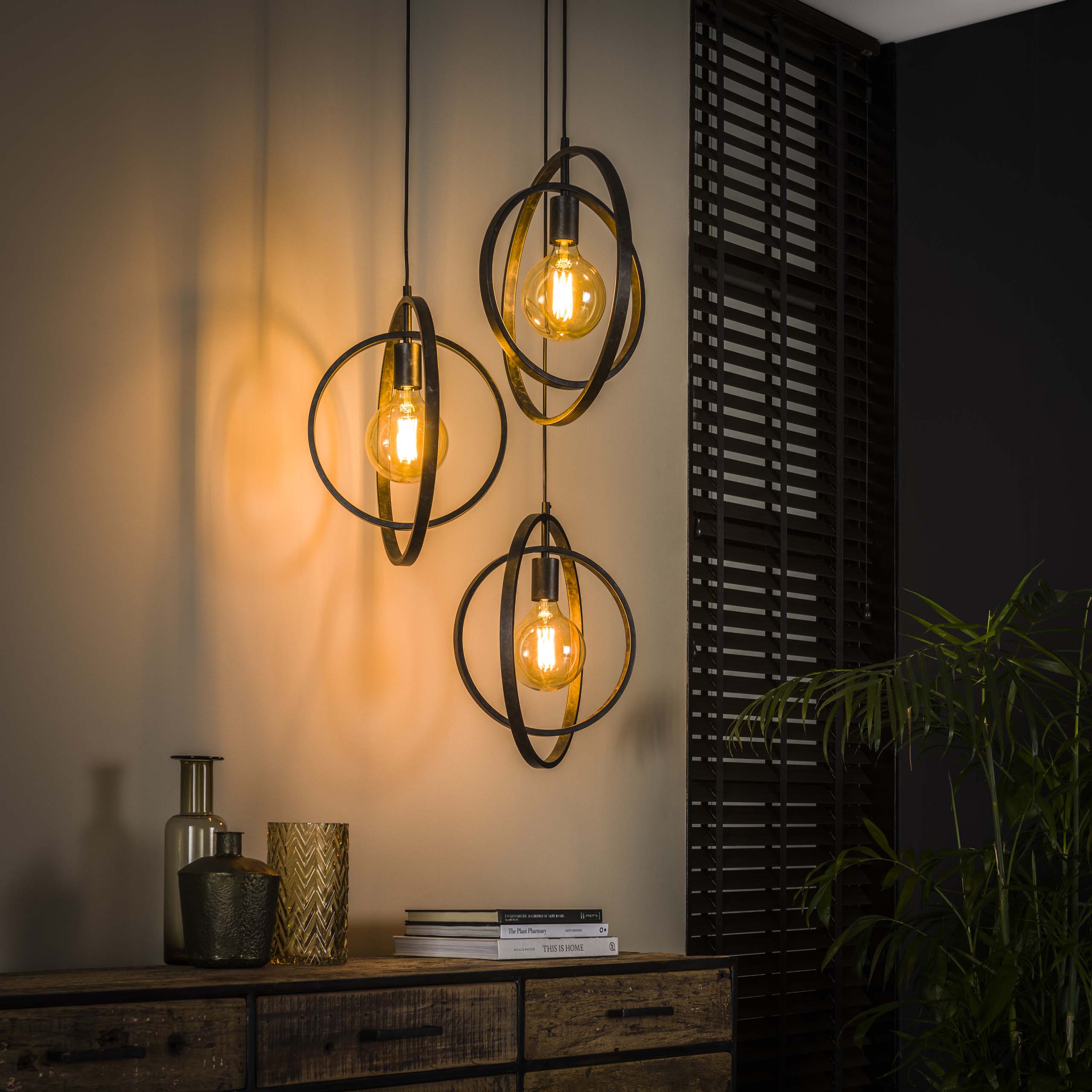 Hanglamp Turn Around getrapt | 3-Lichts | Charcoal