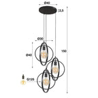 Hanglamp Turn Around getrapt | 3-Lichts | Charcoal