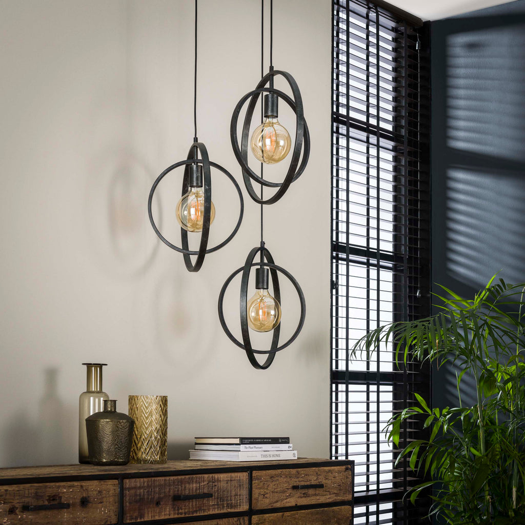 Hanglamp Turn Around getrapt | 3-Lichts | Charcoal