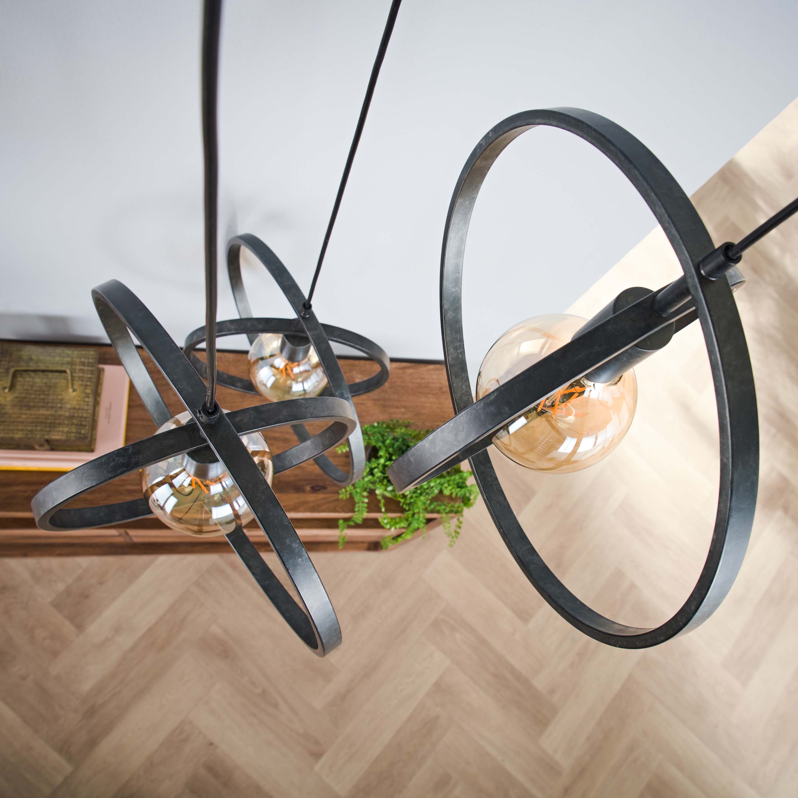 Hanglamp Turn Around getrapt | 3-Lichts | Charcoal