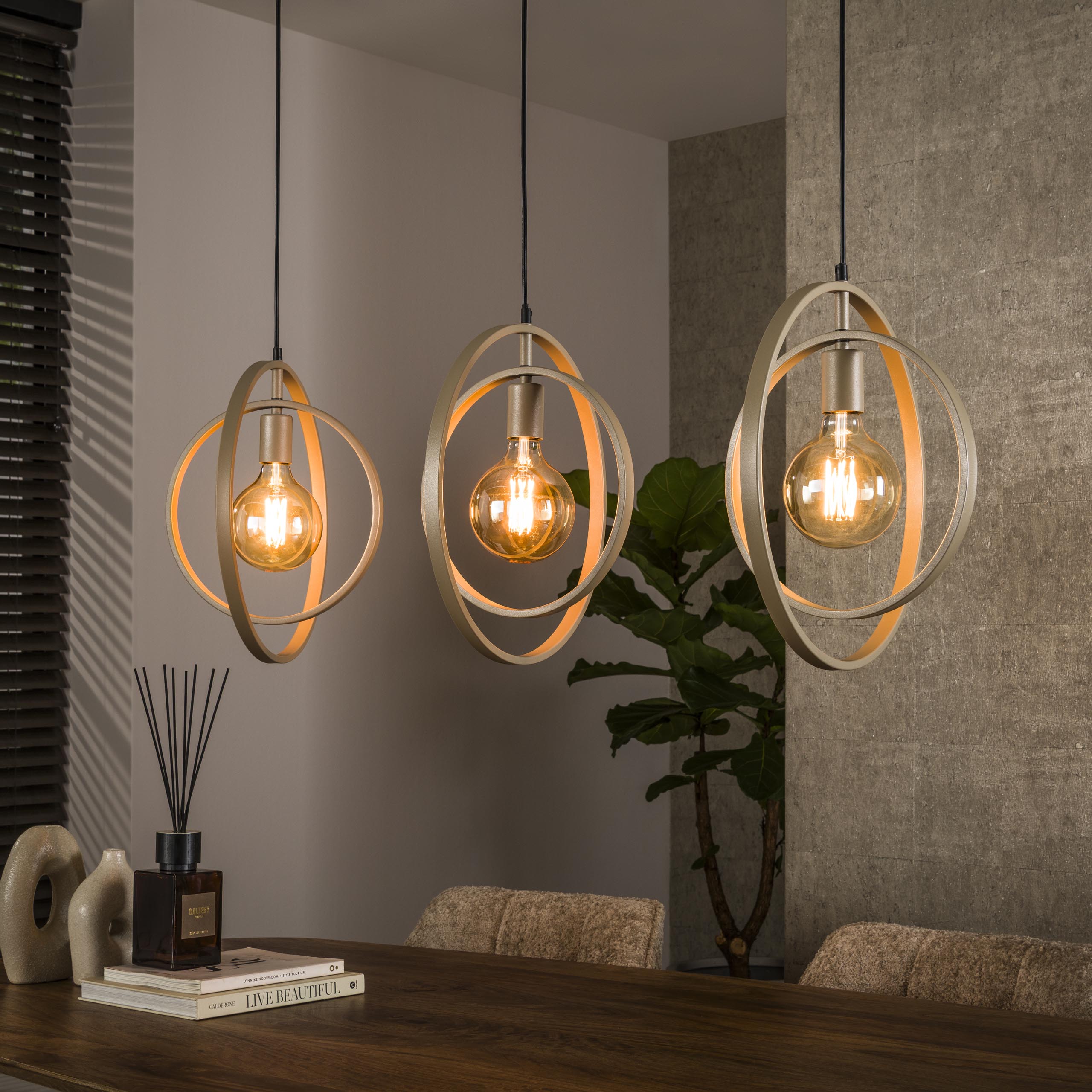 Hanglamp Turn Around | 3-Lichts | Beige