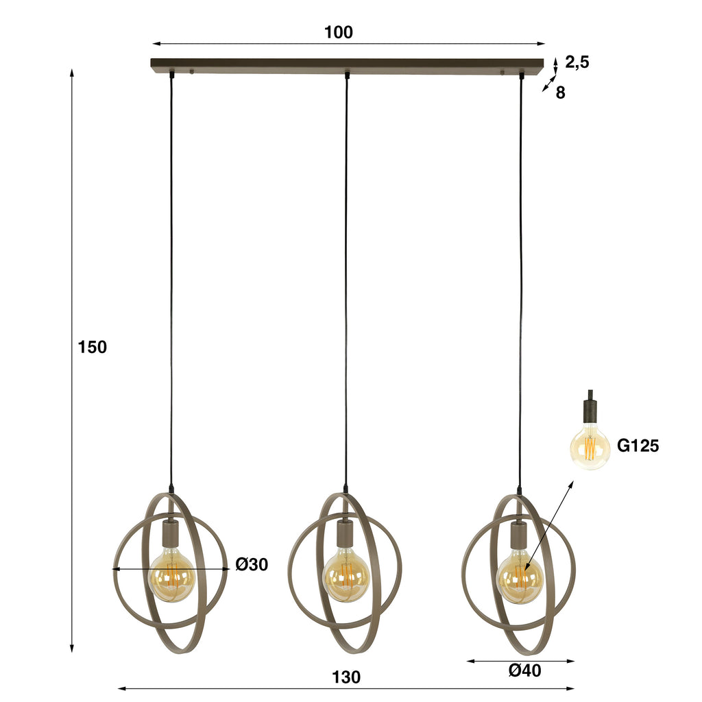 Hanglamp Turn Around | 3-Lichts | Beige