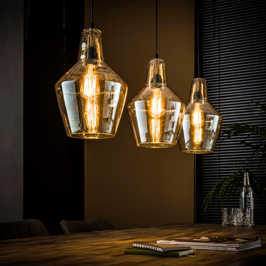 Hanglamp Glass Cone | 3-Lichts | Oud zilver