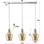 Hanglamp Glass Cone | 3-Lichts | Oud zilver