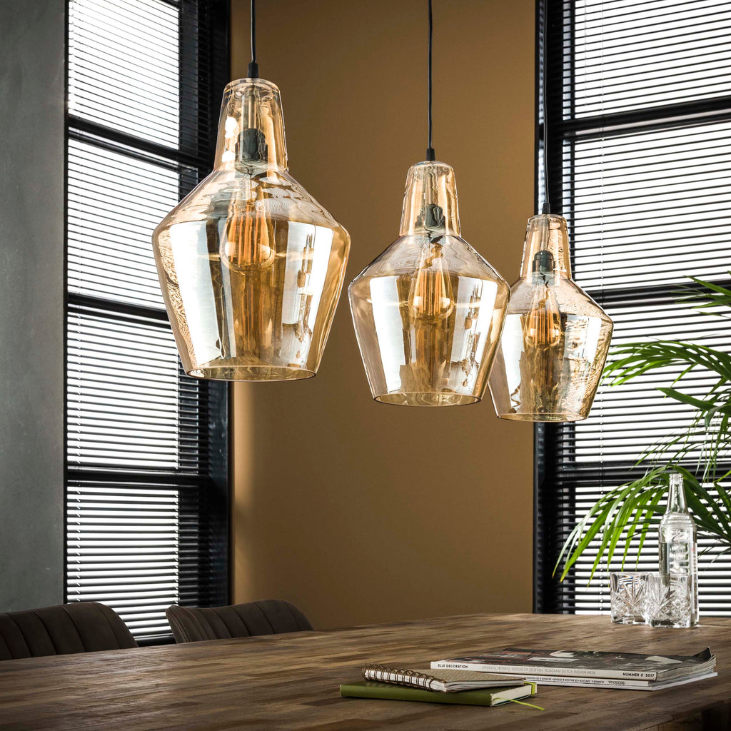 Hanglamp Glass Cone | 3-Lichts | Oud zilver