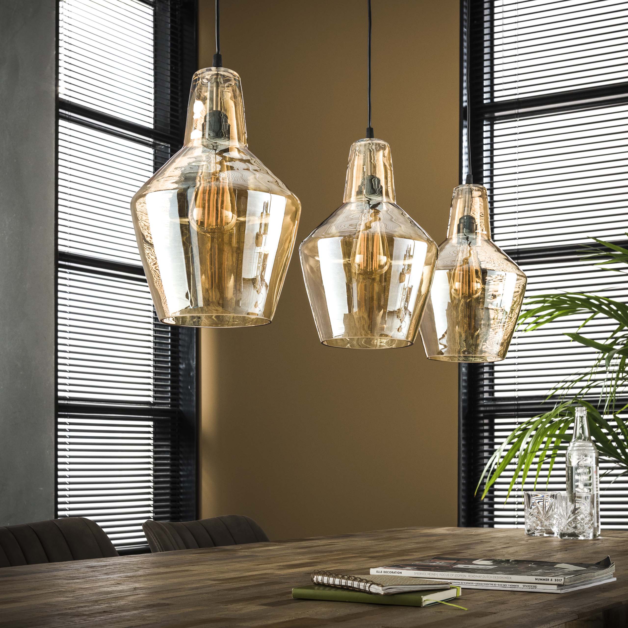 Hanglamp Glass Cone | 3-Lichts | Oud zilver