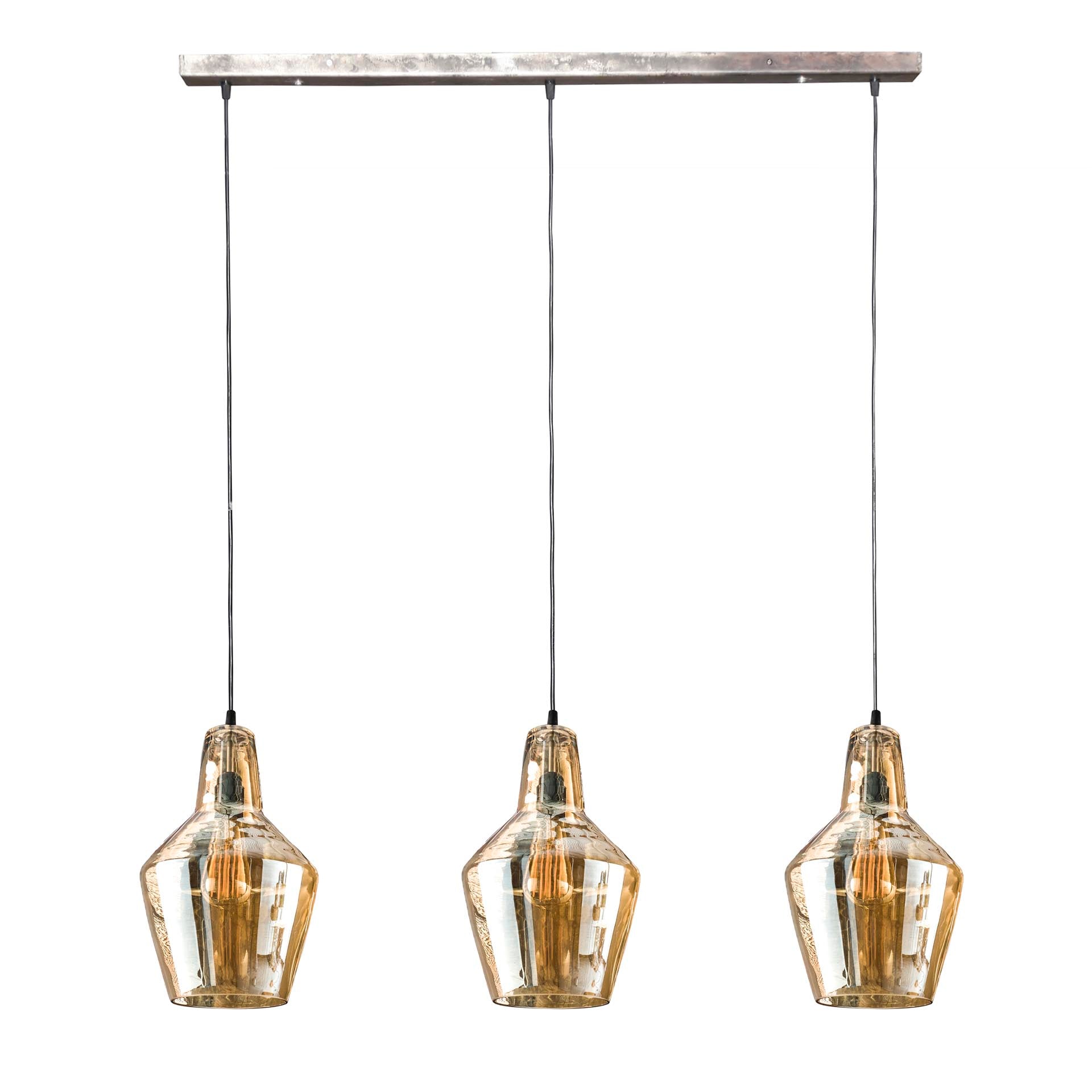 Hanglamp Glass Cone | 3-Lichts | Oud zilver