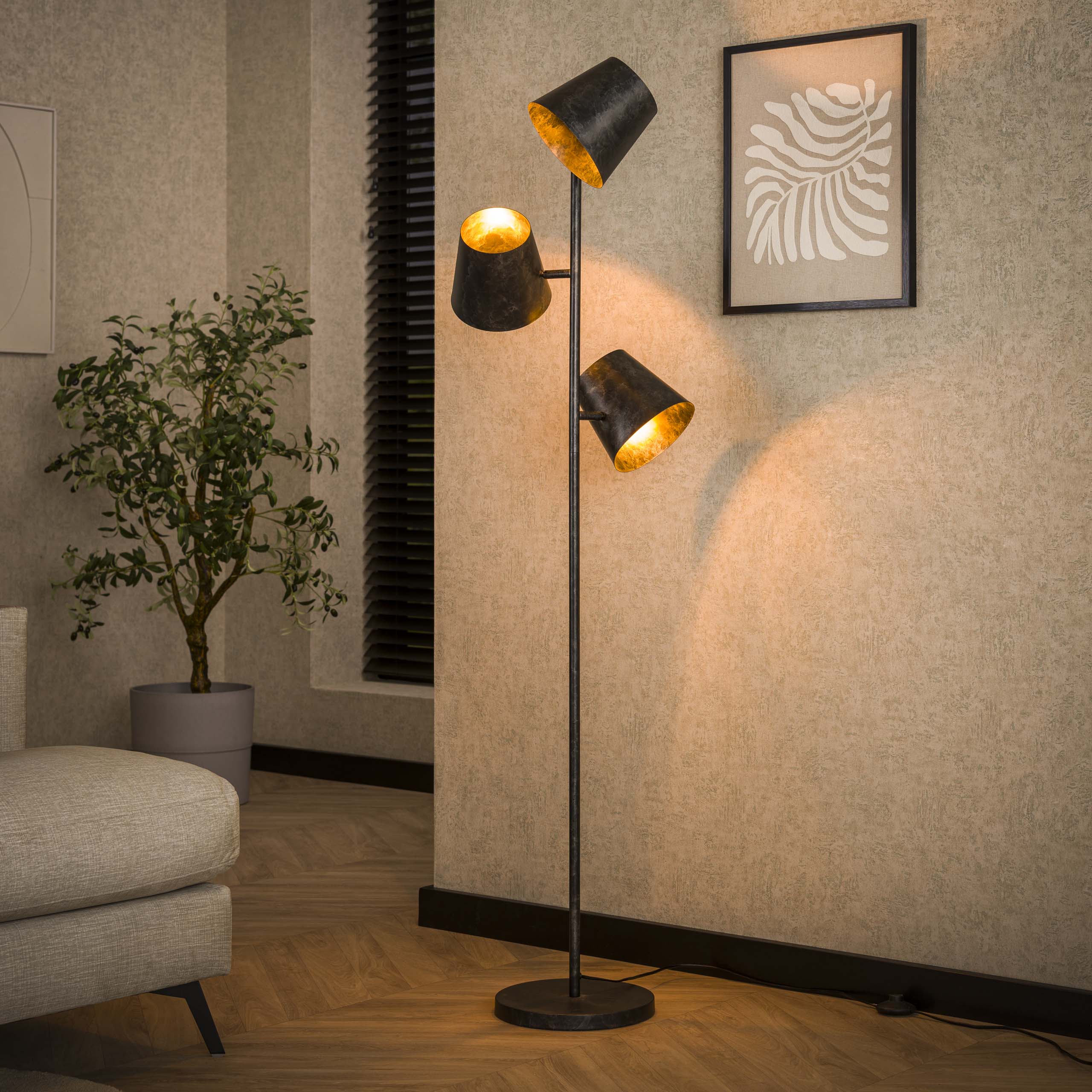 Vloerlamp Kinetic | 3-lichts | Charcoal