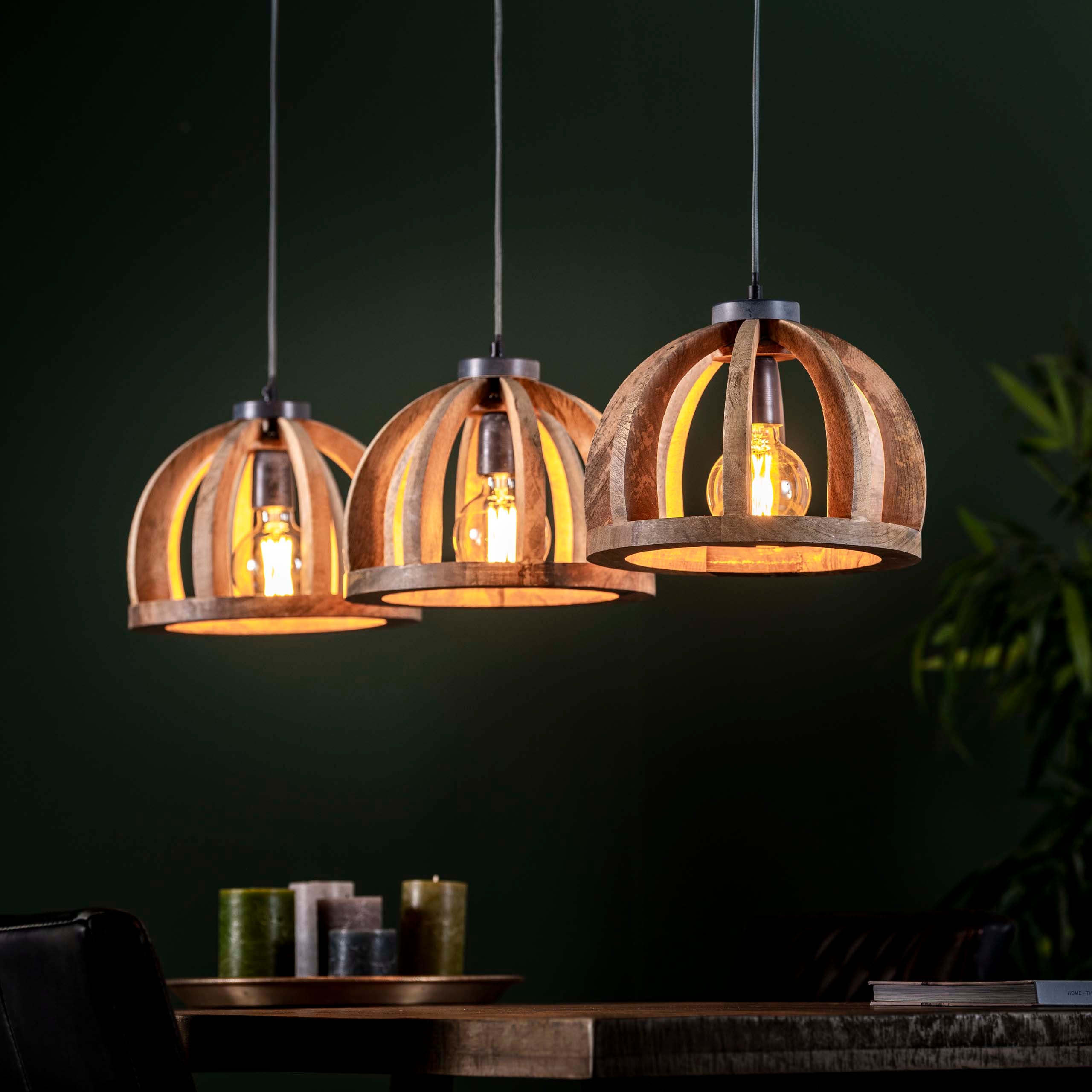 Hanglamp Orba | 3-Lichts | Massief mango naturel