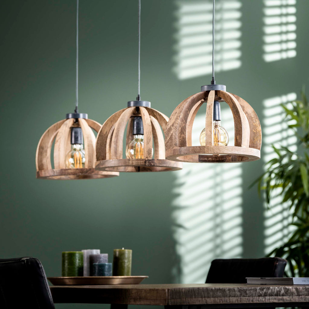 Hanglamp Orba | 3-Lichts | Massief mango naturel