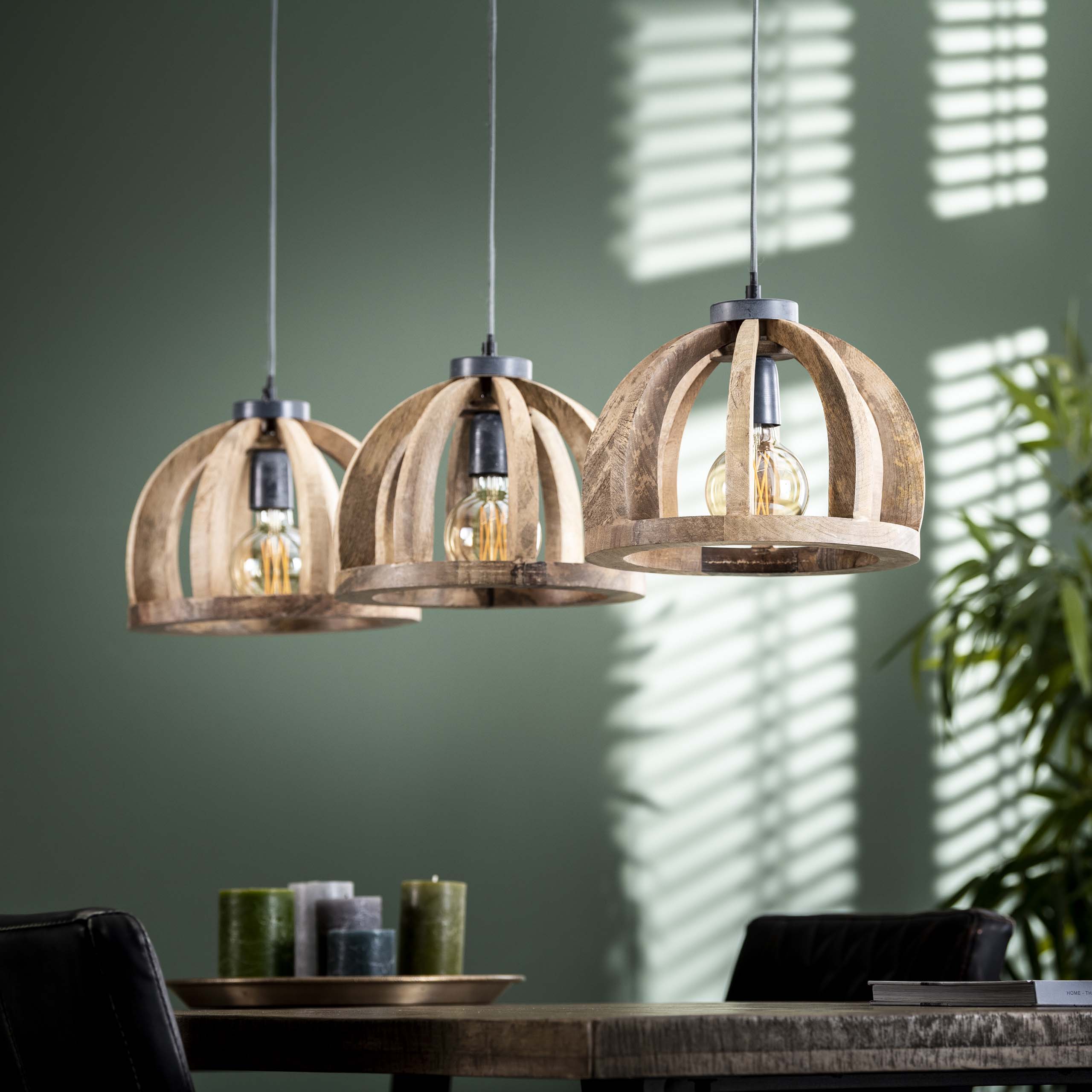 Hanglamp Orba | 3-Lichts | Massief mango naturel
