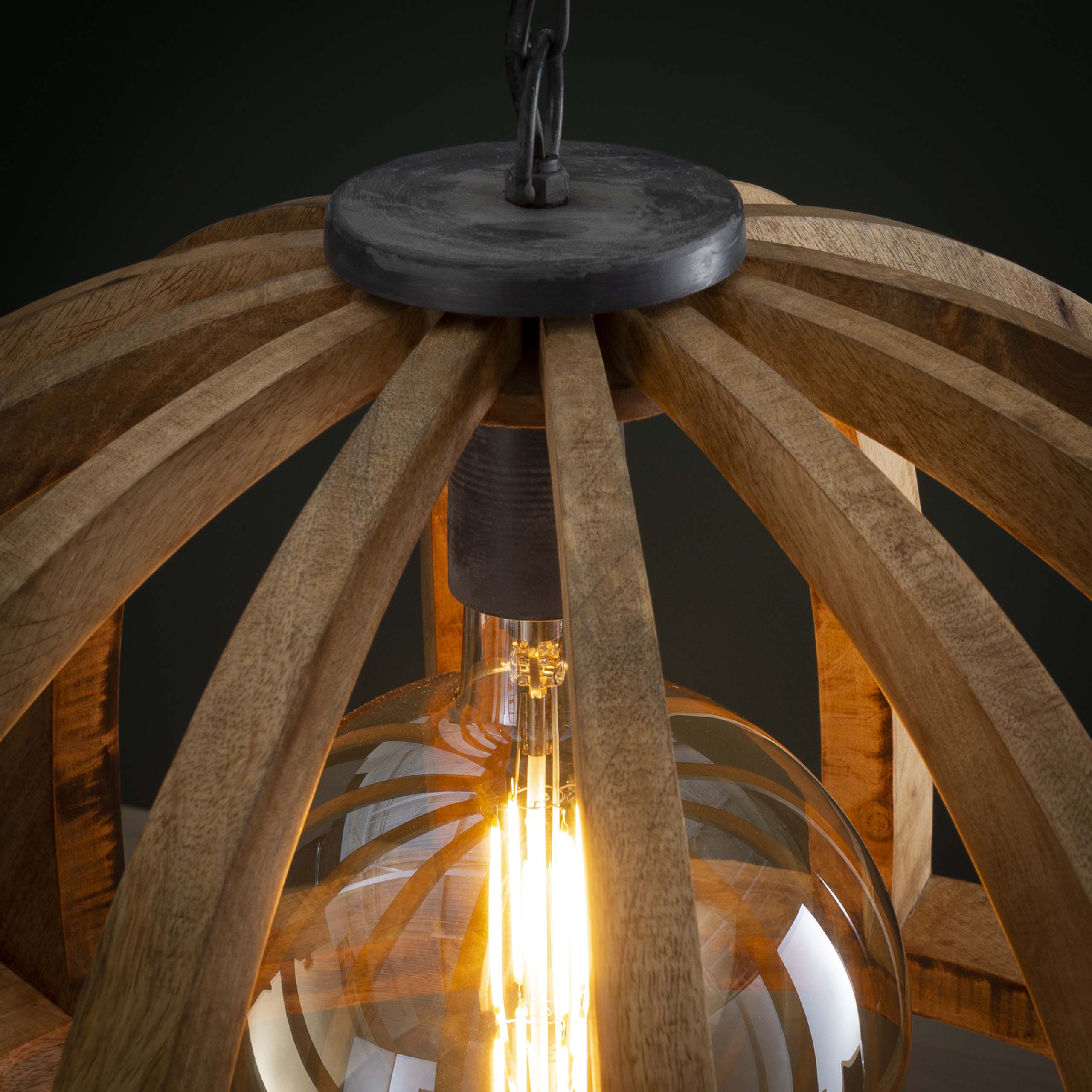 Hanglamp Orba | 1-Lichts | Massief mango Ø60