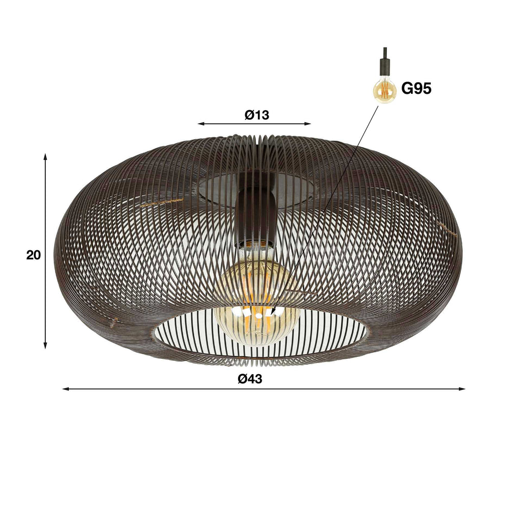 Plafondlamp Copper Twist | 1-Lichts | Zwart nikkel