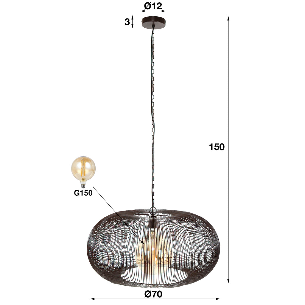 Hanglamp Copper Twist | 1-Lichts | Ø70 | Zwart nikkel