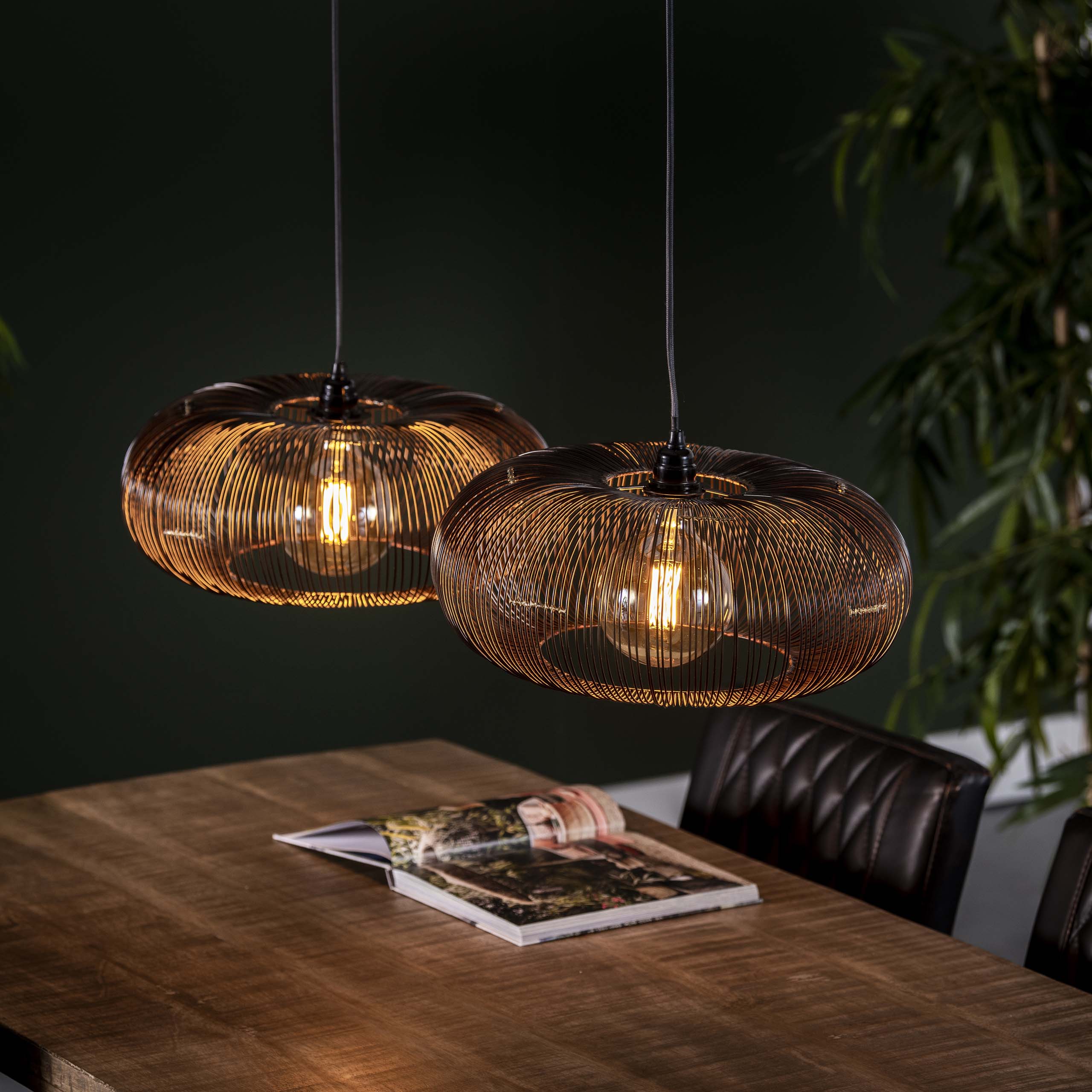 Hanglamp Copper Twist | 2-Lichts | Zwart nikkel