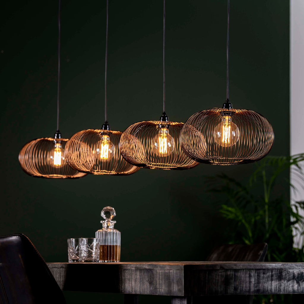 Hanglamp Copper Twist | 4-Lichts | Zwart Nikkel