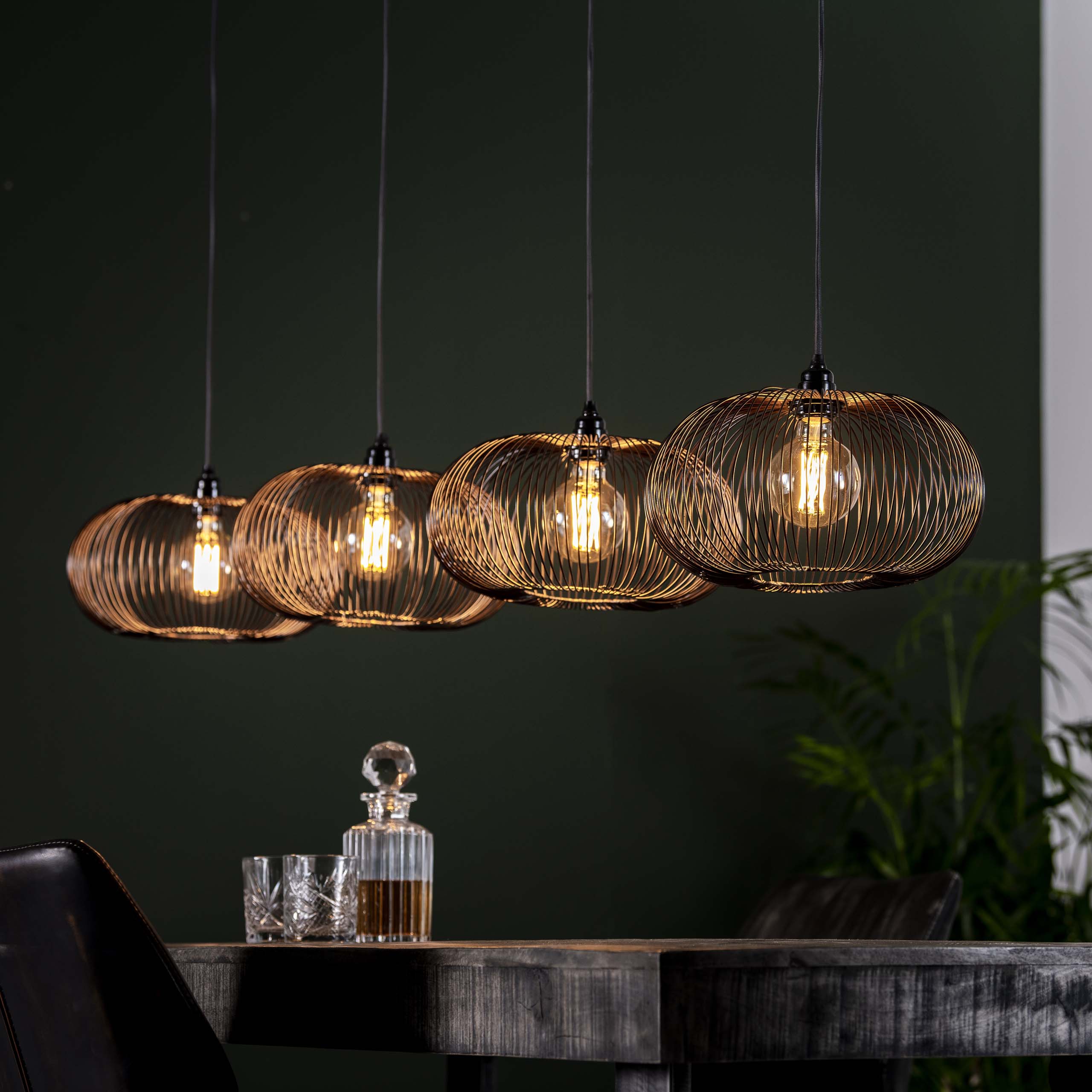 Hanglamp Copper Twist | 4-Lichts | Zwart Nikkel