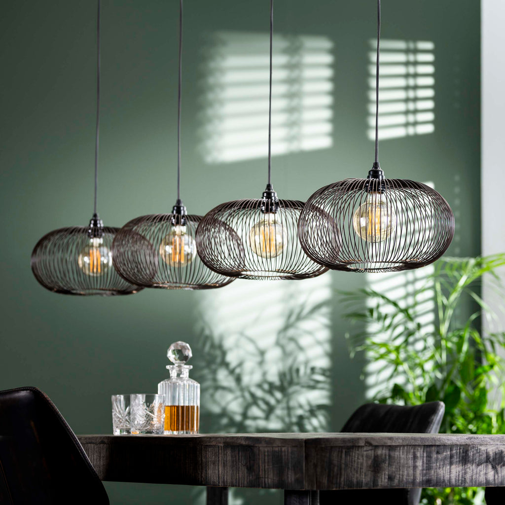 Hanglamp Copper Twist | 4-Lichts | Zwart Nikkel