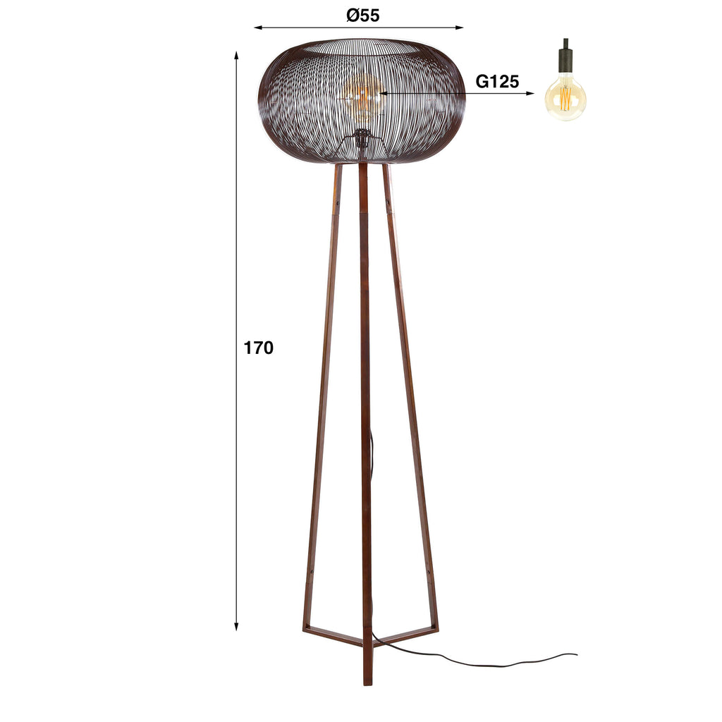 Vloerlamp Copper Twist | 1-Lichts | Zwart nikkel