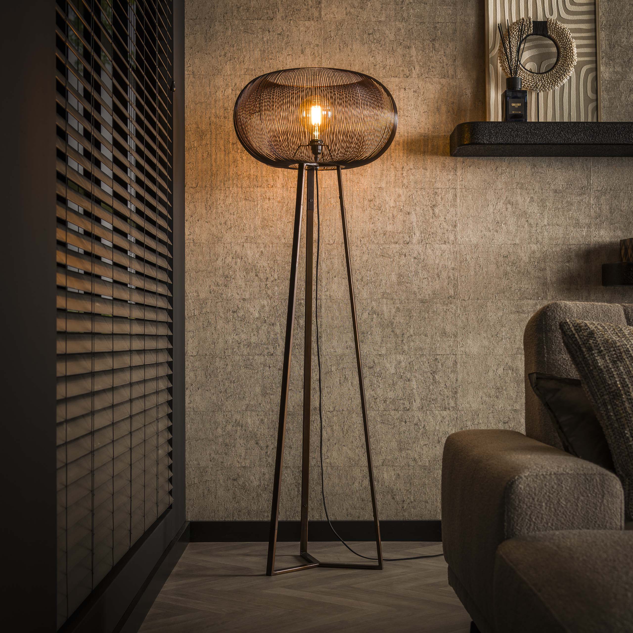 Vloerlamp Copper Twist | 1-Lichts | Zwart nikkel