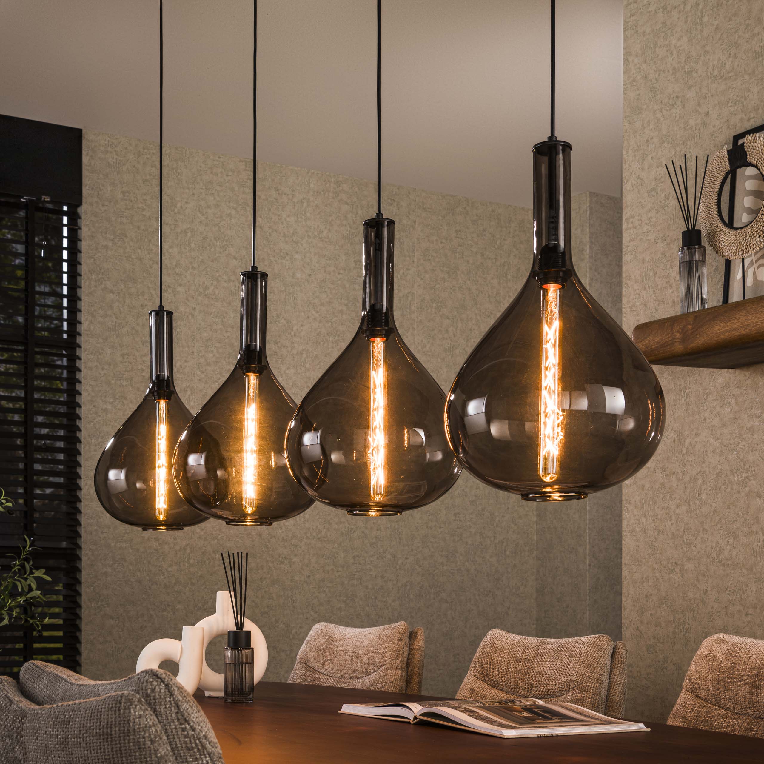 Hanglamp Smoke Drop | 4-Lichts | Artic zwart