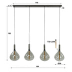 Hanglamp Smoke Drop | 4-Lichts | Artic zwart