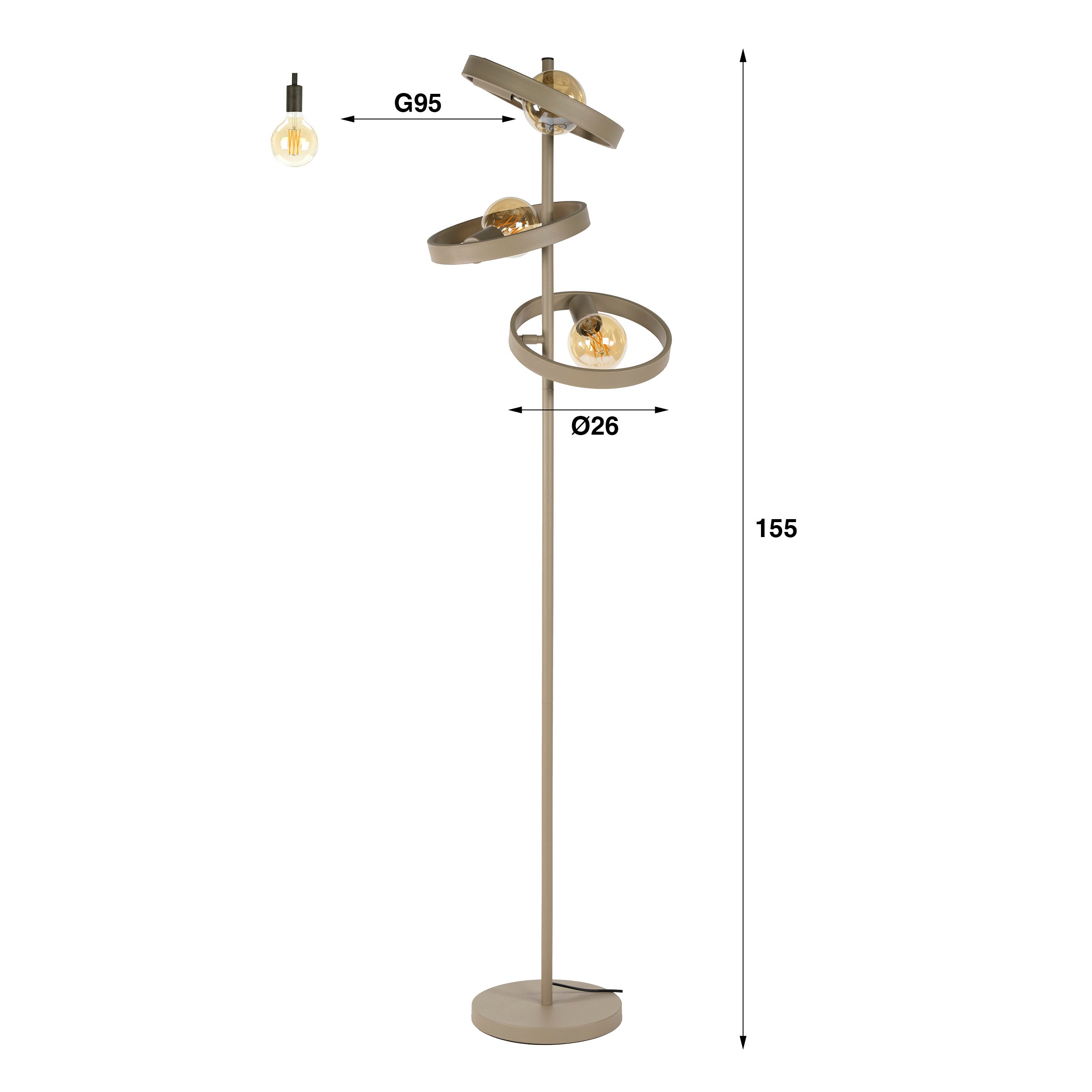Vloerlamp Hover | 3-lichts | Beige