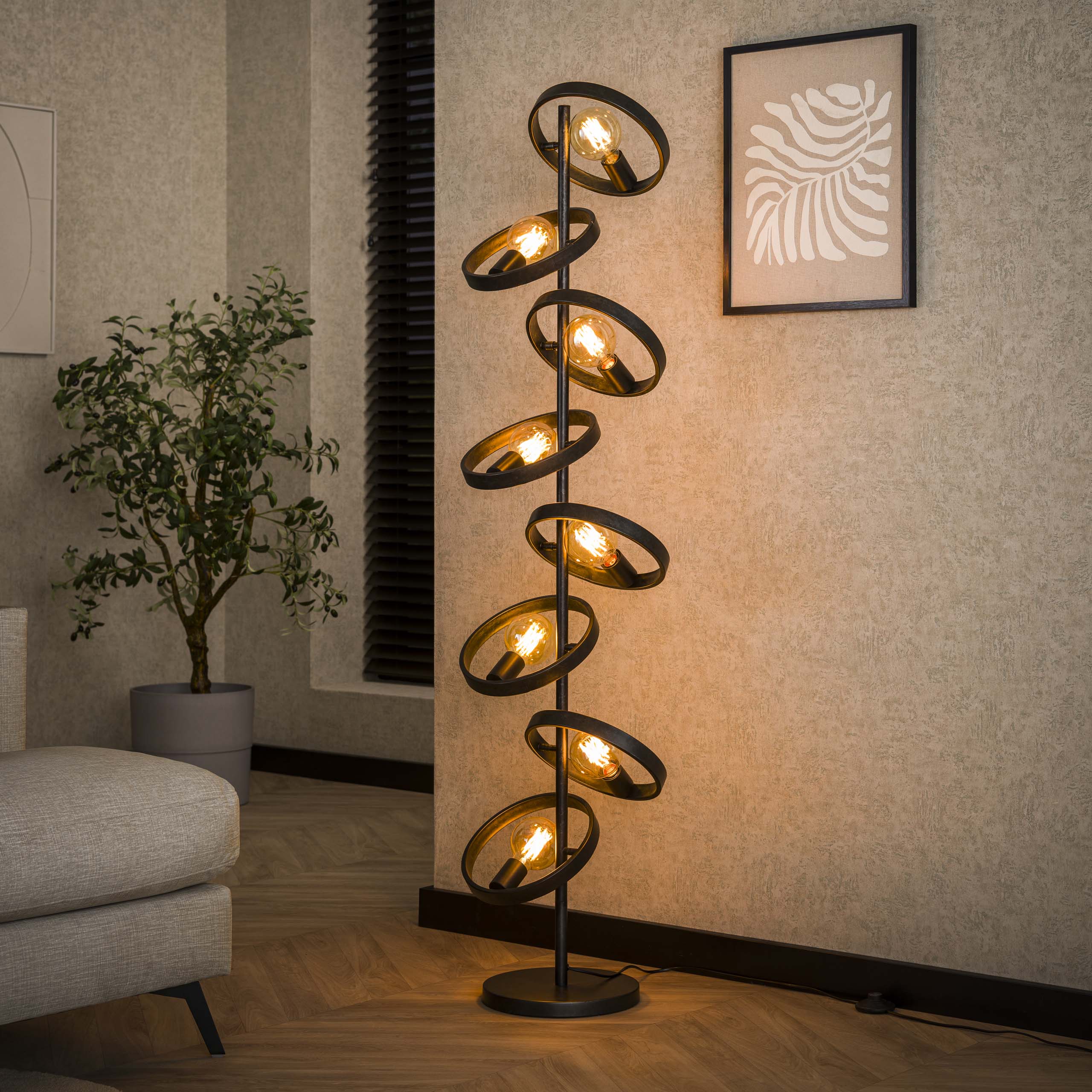Vloerlamp Hover | 8-Lichts | Charcoal