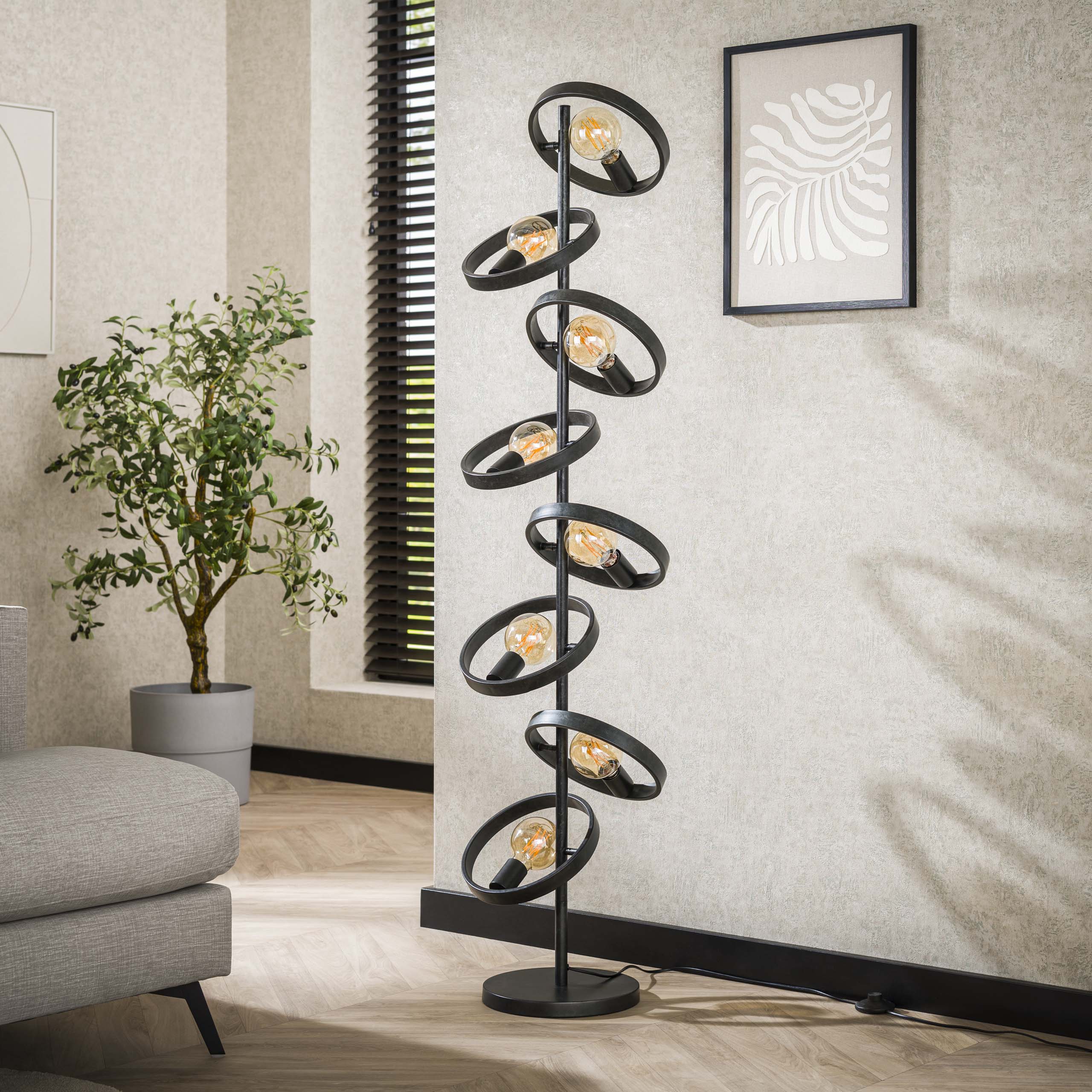 Vloerlamp Hover | 8-Lichts | Charcoal