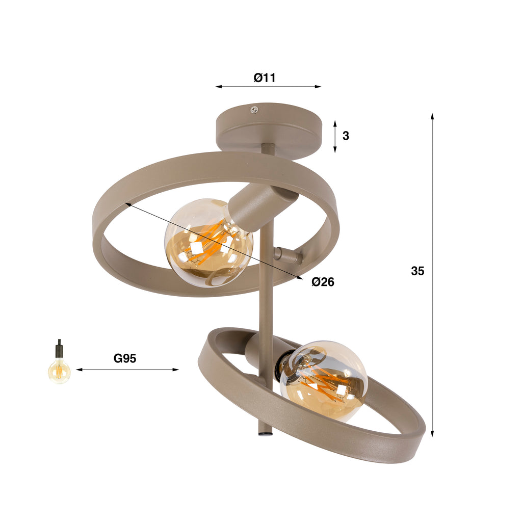 Plafondlamp Hover | 2-Lichts | Beige