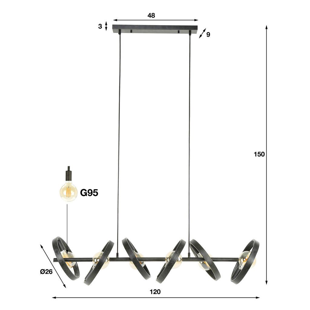 Hanglamp Hover | 6-Lichts | Charcoal