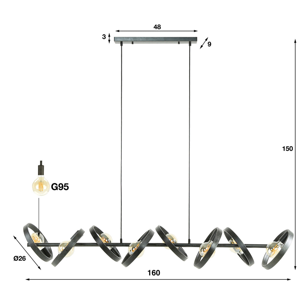 Hanglamp Hover | 8-Lichts | Charcoal