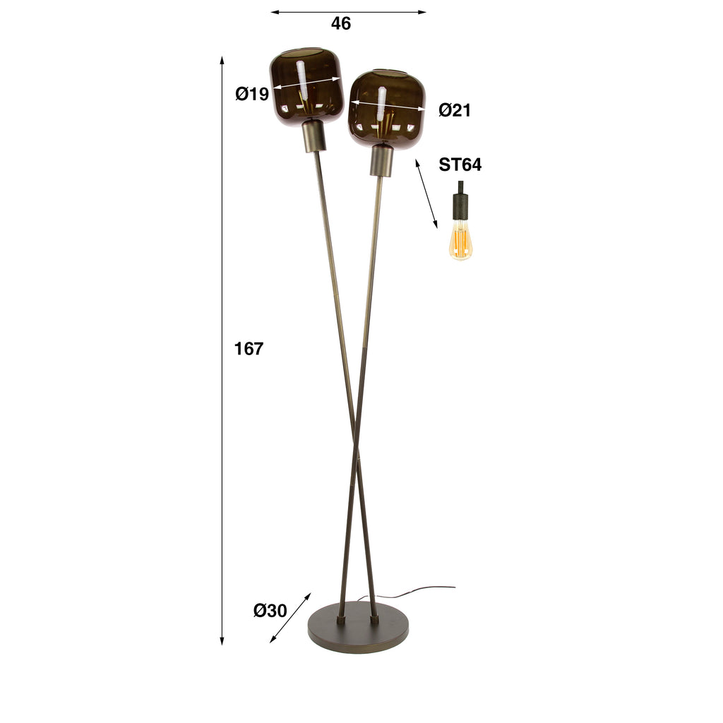 Vloerlamp Bronza | 2-lichts | Sienna bruin