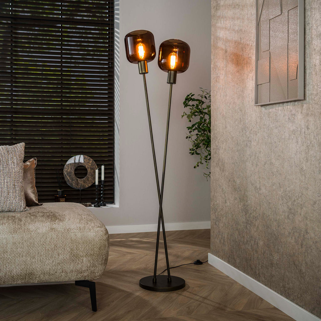 Vloerlamp Bronza | 2-lichts | Sienna bruin