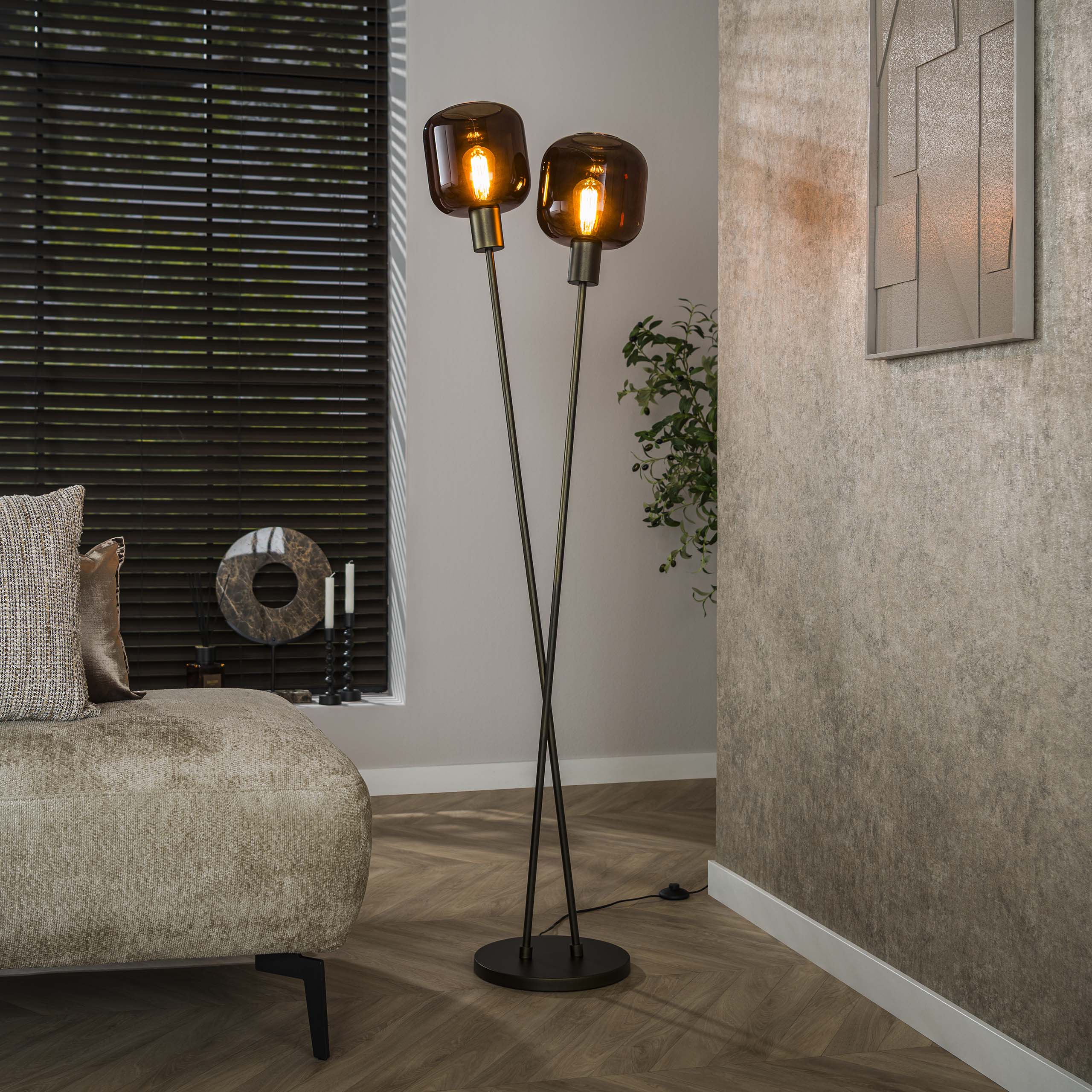 Vloerlamp Bronza | 2-lichts | Sienna bruin