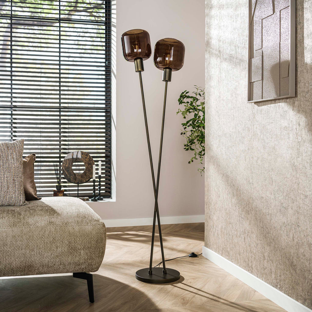 Vloerlamp Bronza | 2-lichts | Sienna bruin