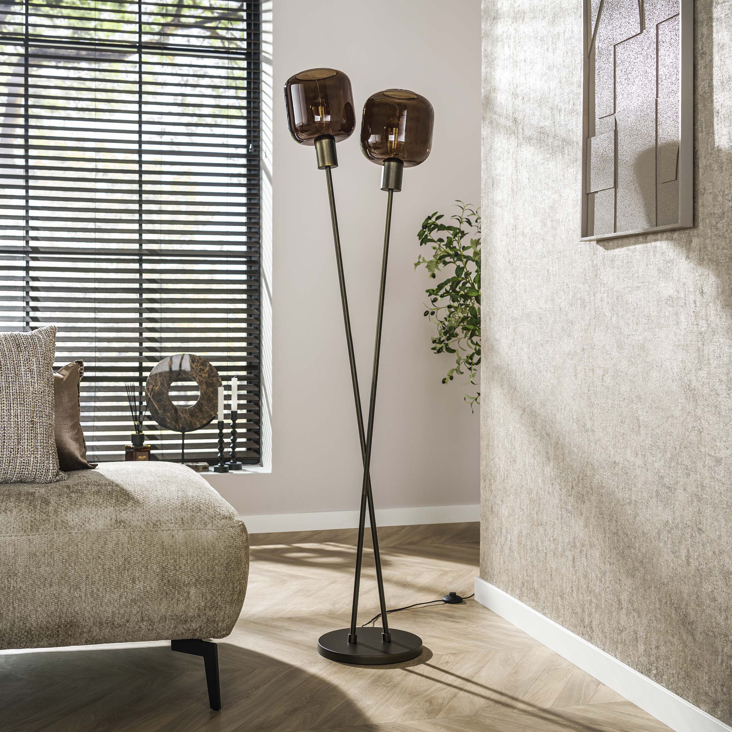 Vloerlamp Bronza | 2-lichts | Sienna bruin