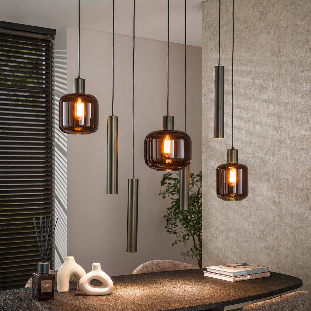Hanglamp Bronza | 4+3-Lichts | Sienna bruin