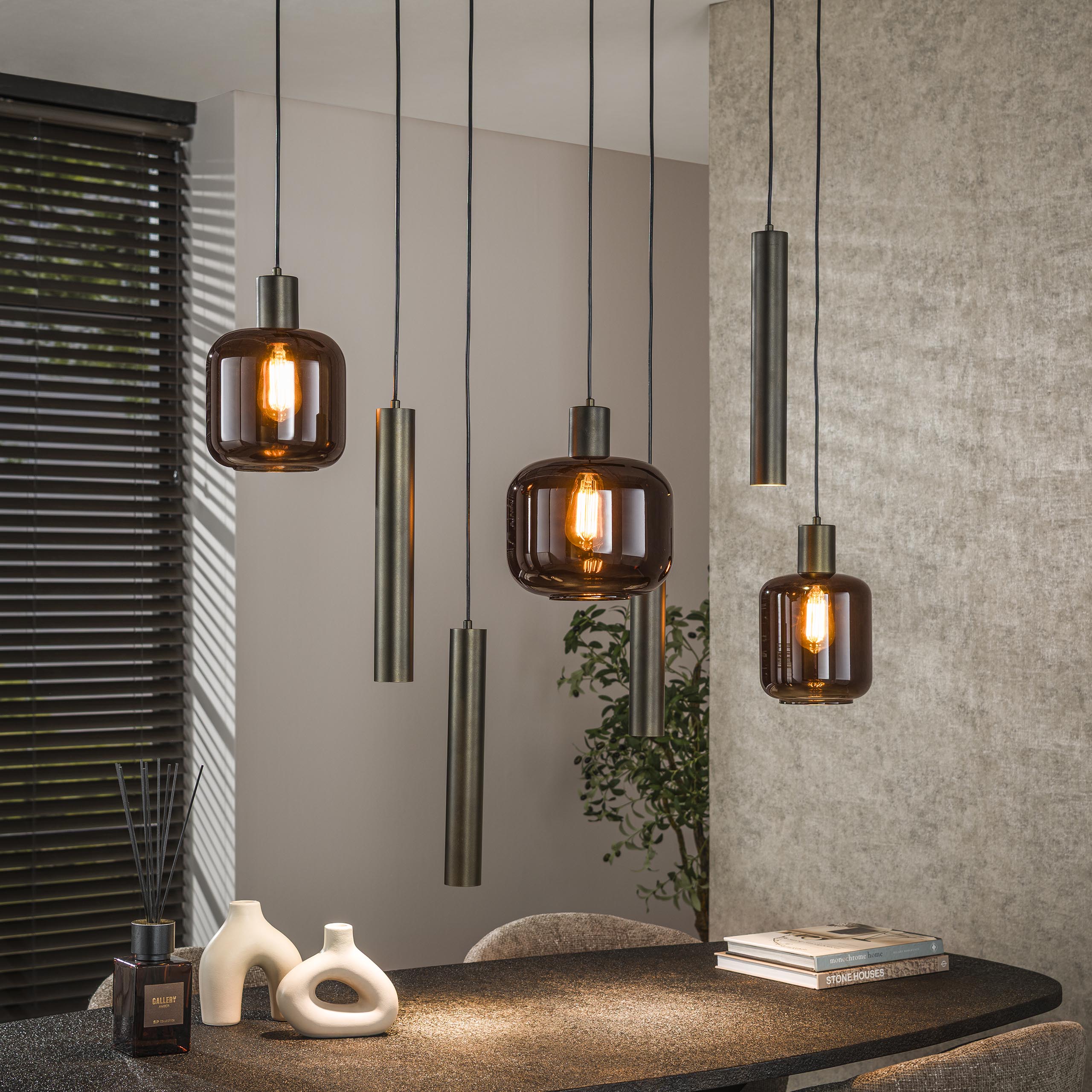 Hanglamp Bronza | 4+3-Lichts | Sienna bruin