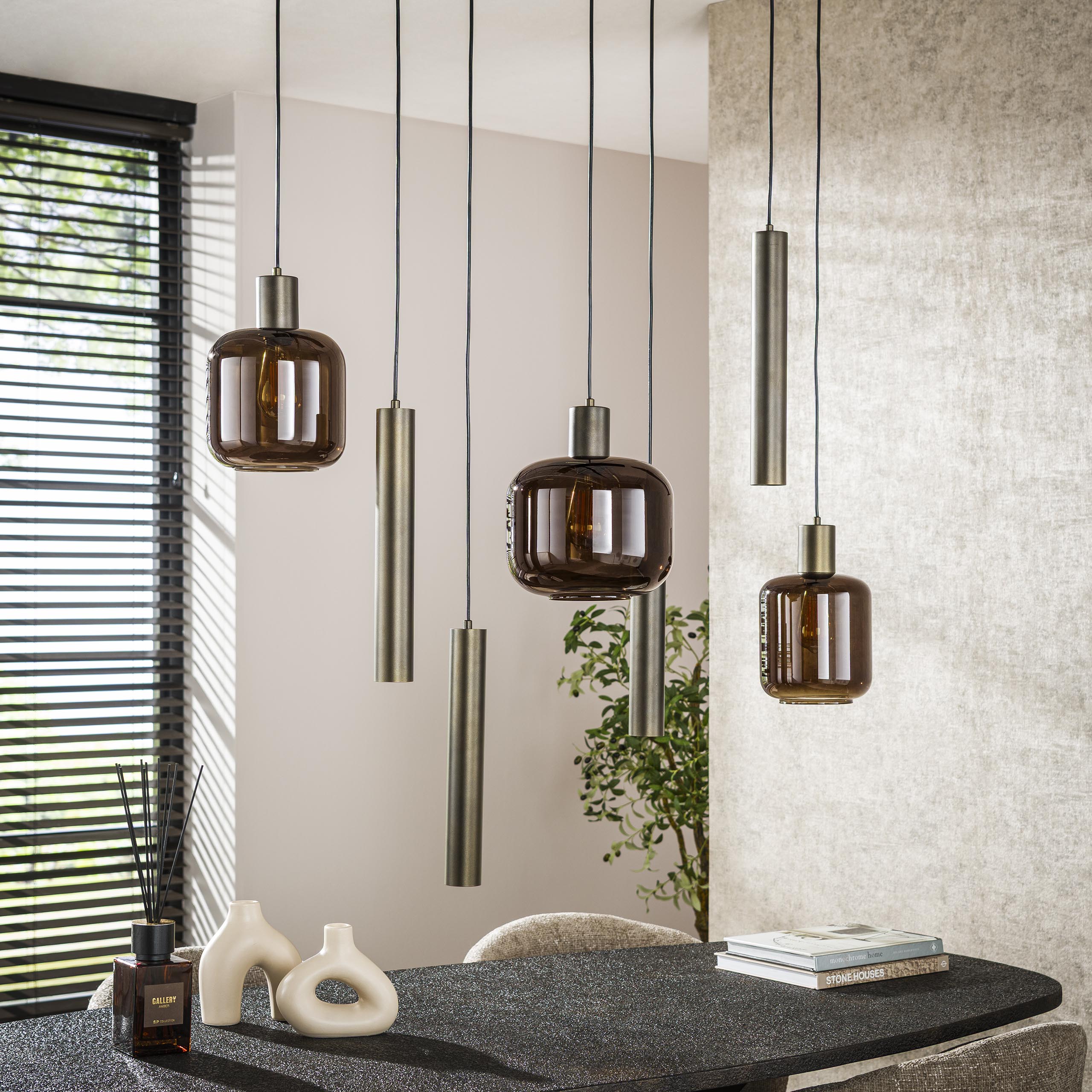 Hanglamp Bronza | 4+3-Lichts | Sienna bruin