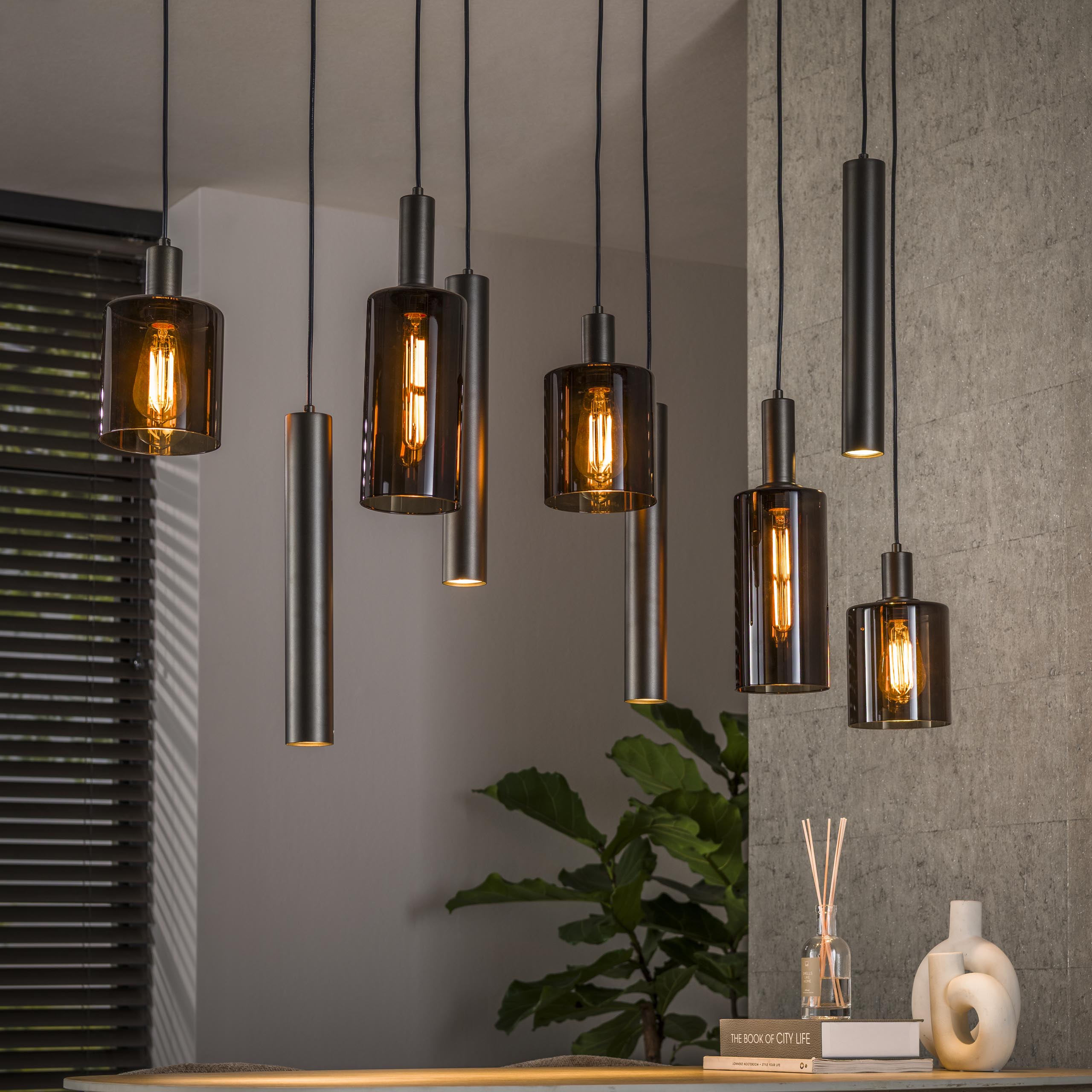 Hanglamp Sepiora | 5+4-Lichts | Sienna bruin