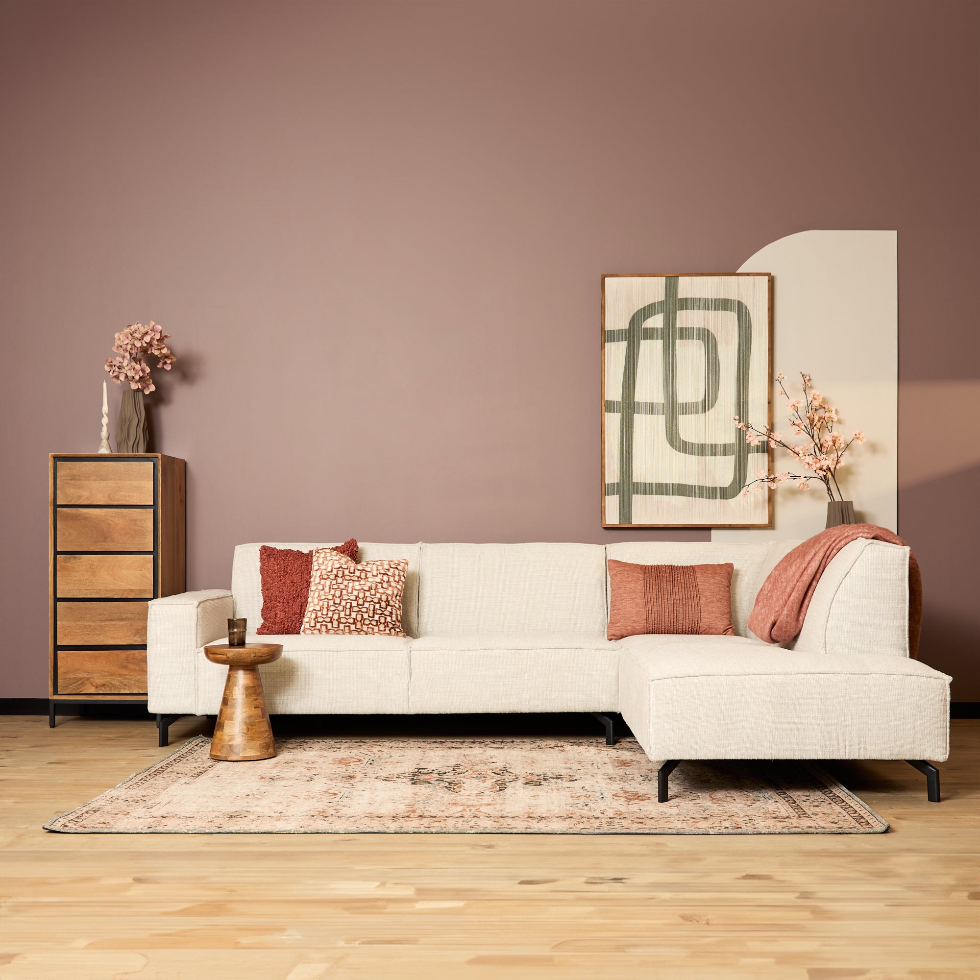 Hoekbank Floris | 2,5-zits | Divan Rechts | Greige